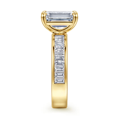 Bassia - 14K Yellow Gold Emerald Cut Diamond Engagement Ring