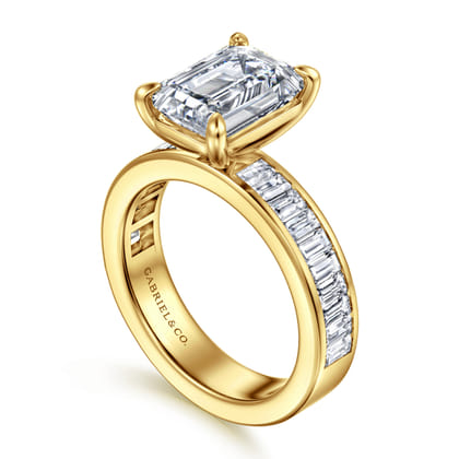 Bassia - 14K Yellow Gold Emerald Cut Diamond Engagement Ring