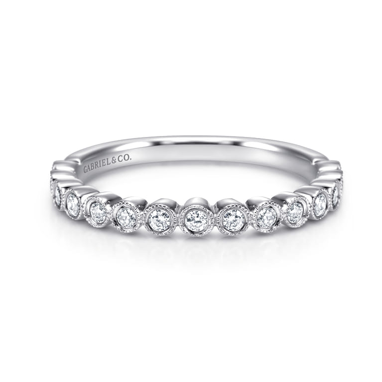 Straight Wedding Ring in 14k White Gold with Round Natural Diamond at Gabriel & Co. - Shot 1