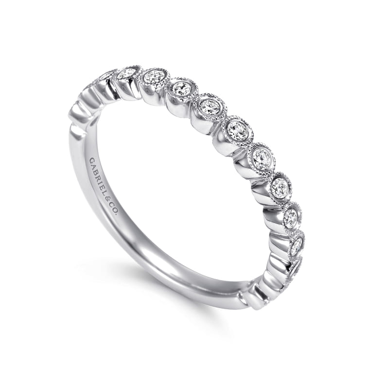 Straight Wedding Ring in 14k White Gold with Round Natural Diamond at Gabriel & Co. - Shot 3