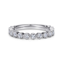 Bayonne - 14K White Gold Bezel Set Diamond Anniversary Band with Milgrain