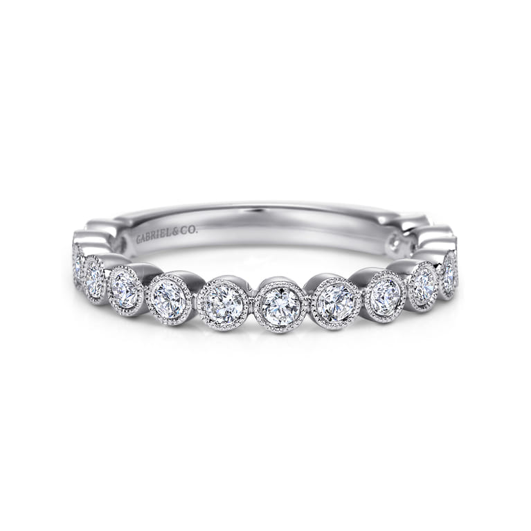 Straight Wedding Ring in 14k White Gold with Round Natural Diamond at Gabriel & Co. - Shot 1