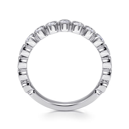 Bayonne - 14K White Gold Bezel Set Diamond Anniversary Band with Milgrain