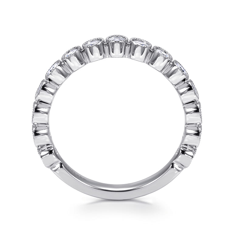 Straight Wedding Ring in 14k White Gold with Round Natural Diamond at Gabriel & Co. - Shot 2
