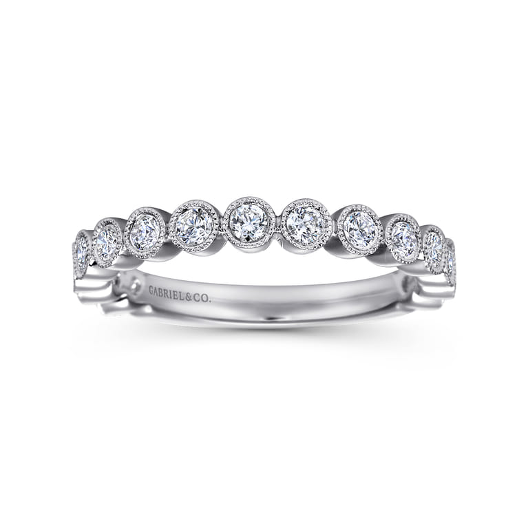 Straight Wedding Ring in 14k White Gold with Round Natural Diamond at Gabriel & Co. - Shot 4