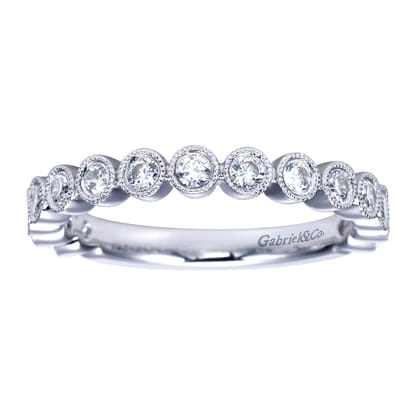 Bayonne - 14K White Gold Bezel Set Diamond Anniversary Band with Milgrain