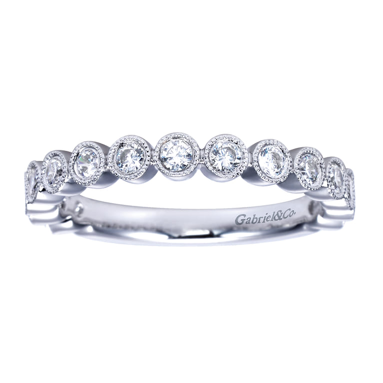 Straight Wedding Ring in 14k White Gold with Round Natural Diamond at Gabriel & Co. - Shot 5
