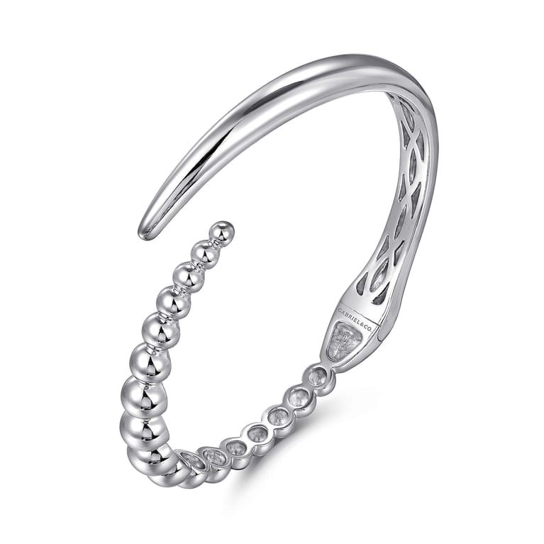 Beaded Bangle Bracelet Bypass 925 Sterling Silver Bujukan - Shot 2