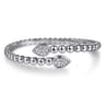 Beaded Bangle Bracelet Bypass 925 Sterling Silver White Sapphire Bujukan