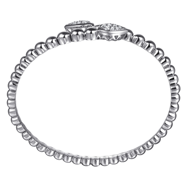 Beaded Bangle Bracelet Bypass 925 Sterling Silver White Sapphire Bujukan - Shot 3