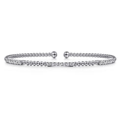 Beaded Bangle Bracelet Cuff 14K White Gold Diamond 0.45ct Bujukan