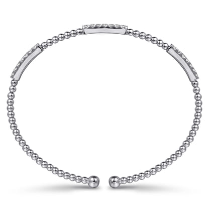 Beaded Bangle Bracelet Cuff 14K White Gold Diamond 0.45ct Bujukan