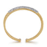 Beaded Bangle Bracelet Cuff 14K White and Yellow Gold Diamond 0.35ct Bujukan - 0.35 ct