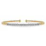 Beaded Bangle Bracelet Cuff 14K White and Yellow Gold Diamond 0.4ct Bujukan - 0.4 ct