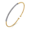 Beaded Bangle Bracelet Cuff 14K White and Yellow Gold Diamond 0.4ct Bujukan - 0.4 ct