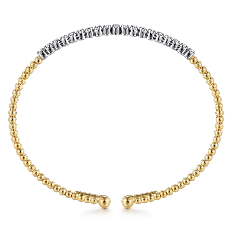 Beaded Bangle Bracelet Cuff 14K White and Yellow Gold Diamond 0.4ct Bujukan - 0.4 ct - Shot 3