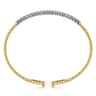 Beaded Bangle Bracelet Cuff 14K White and Yellow Gold Diamond 0.4ct Bujukan - 0.4 ct