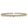 Beaded Bangle Bracelet Cuff 14K White and Yellow Gold Diamond 0.75ct Bujukan - 0.75 ct