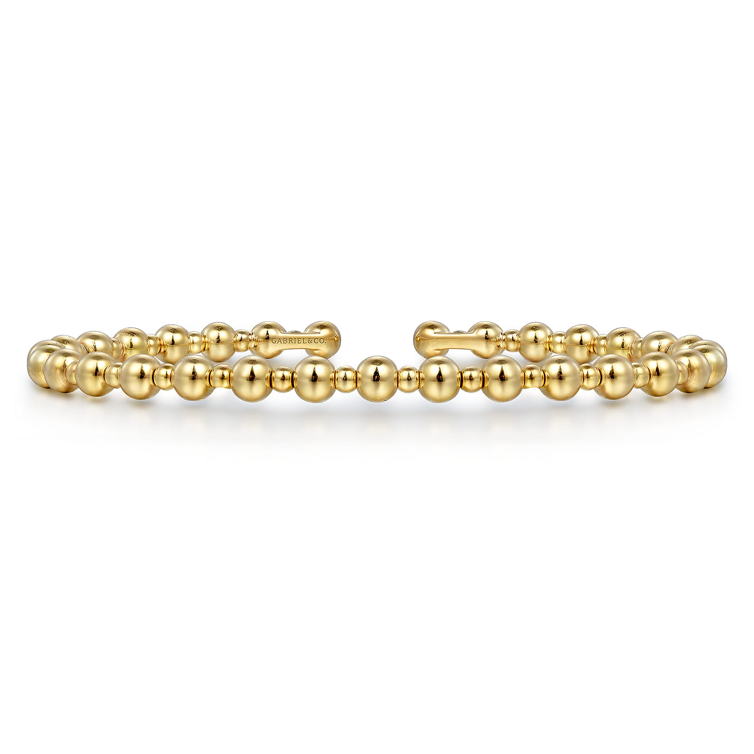 Beaded Bangle Bracelet Cuff 14K Yellow Gold Bujukan - Shot 1