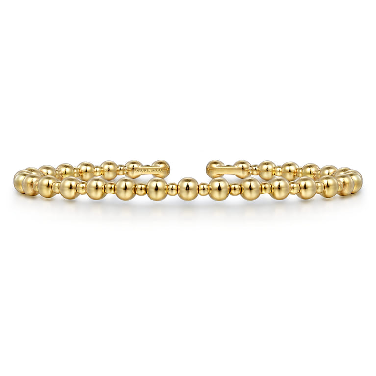 Beaded Bangle Bracelet Cuff 14K Yellow Gold Bujukan - Shot 1
