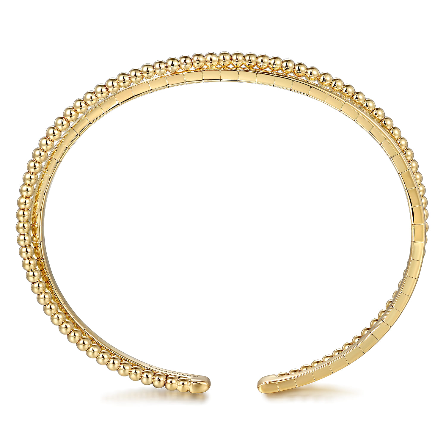 Beaded Bangle Bracelet Cuff 14K Yellow Gold Bujukan - Shot 3