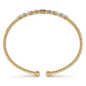Beaded Bangle Bracelet Cuff 14K Yellow Gold Diamond 0.6ct Bujukan - 0.6 ct