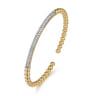 Beaded Bangle Bracelet Cuff 14K Yellow Gold Diamond 0.75ct Bujukan - 0.75 ct