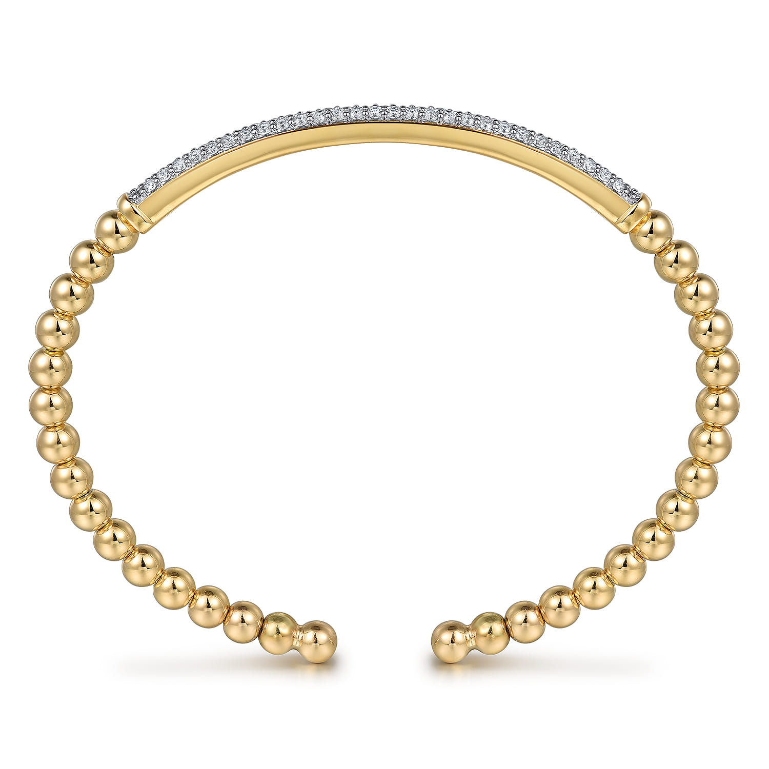 Beaded Bangle Bracelet Cuff 14K Yellow Gold Diamond 0.75ct Bujukan - 0.75 ct - Shot 3