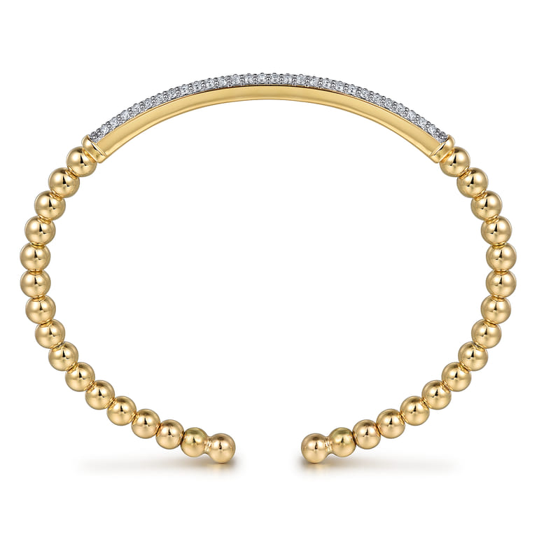 Beaded Bangle Bracelet Cuff 14K Yellow Gold Diamond 0.75ct Bujukan - 0.75 ct - Shot 3