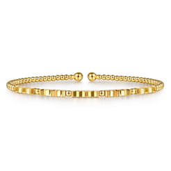Beaded Bangle Bracelet Cuff 14K Yellow Gold Diamond Bujukan