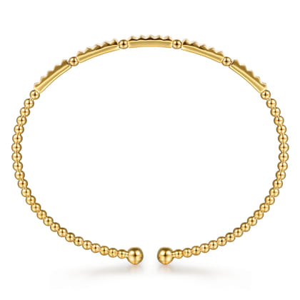 Beaded Bangle Bracelet Cuff 14K Yellow Gold Diamond Bujukan