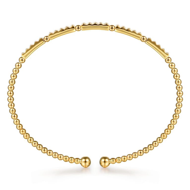 Beaded Bangle Bracelet Cuff 14K Yellow Gold Diamond Bujukan - Shot 3