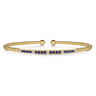 Beaded Bangle Bracelet Cuff 14K Yellow Gold Diamond and Blue Sapphire 0.09ct Bujukan - 0.09 ct