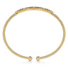 Beaded Bangle Bracelet Cuff 14K Yellow Gold Diamond and Blue Sapphire 0.09ct Bujukan - 0.09 ct