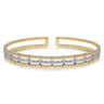 Beaded Bangle Bracelet Hard Cuff 14K White and Yellow Gold Diamond 0.35ct Bujukan - 0.35 ct