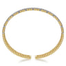 Beaded Bangle Bracelet Hard Cuff 14K White and Yellow Gold Diamond 0.35ct Bujukan - 0.35 ct