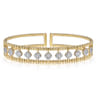 Beaded Bangle Bracelet Hard Cuff 14K Yellow Gold Diamond 0.73ct Bujukan - 0.73 ct