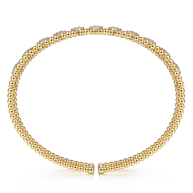 Beaded Bangle Bracelet Hard Cuff 14K Yellow Gold Diamond 0.73ct Bujukan - 0.73 ct - Shot 3