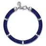 Beaded Bracelet 925 Sterling Silver Cylinder Lapis