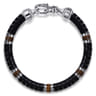 Beaded Bracelet 925 Sterling Silver Cylinder Onyx and Tiger Eye