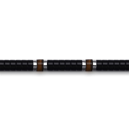 Beaded Bracelet 925 Sterling Silver Cylinder Onyx and Tiger Eye