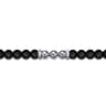 Beaded Bracelet 925 Sterling Silver Matte Onyx and Silver Bead 6mm