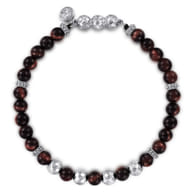 Beaded Bracelet 925 Sterling Silver Tiger Eye 6mm