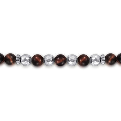 Beaded Bracelet 925 Sterling Silver Tiger Eye 6mm