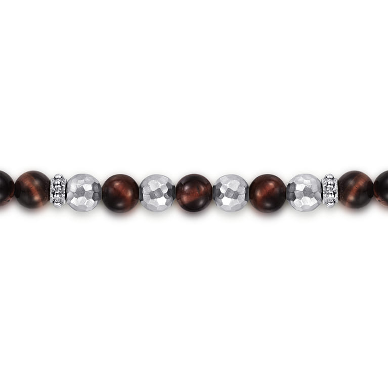 Beaded Bracelet 925 Sterling Silver Tiger Eye 6mm - Shot 2