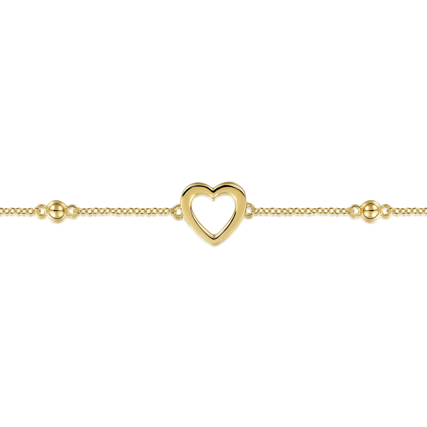 Beaded Chain Bracelet Heart 14K Yellow Gold Bujukan - Shot 2