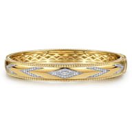 Beaded Closed Bangle Bracelet 14K Yellow Gold Diamond 0.35ct Bujukan