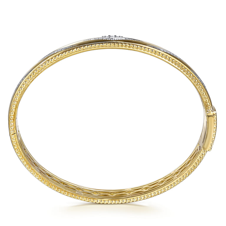 Beaded Closed Bangle Bracelet 14K Yellow Gold Diamond 0.35ct Bujukan - 0.35 ct - Shot 3