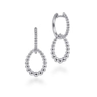 Beaded Huggie Drop Earrings 925 Sterling Silver 13mm