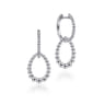 Beaded Huggie Drop Earrings 925 Sterling Silver 13mm